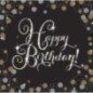 Servilletas happy birthday en oro y negro
