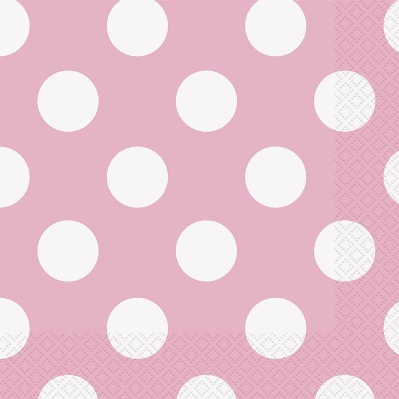 Servilletas rosas lunares blancos 16 uds 33x33 cm