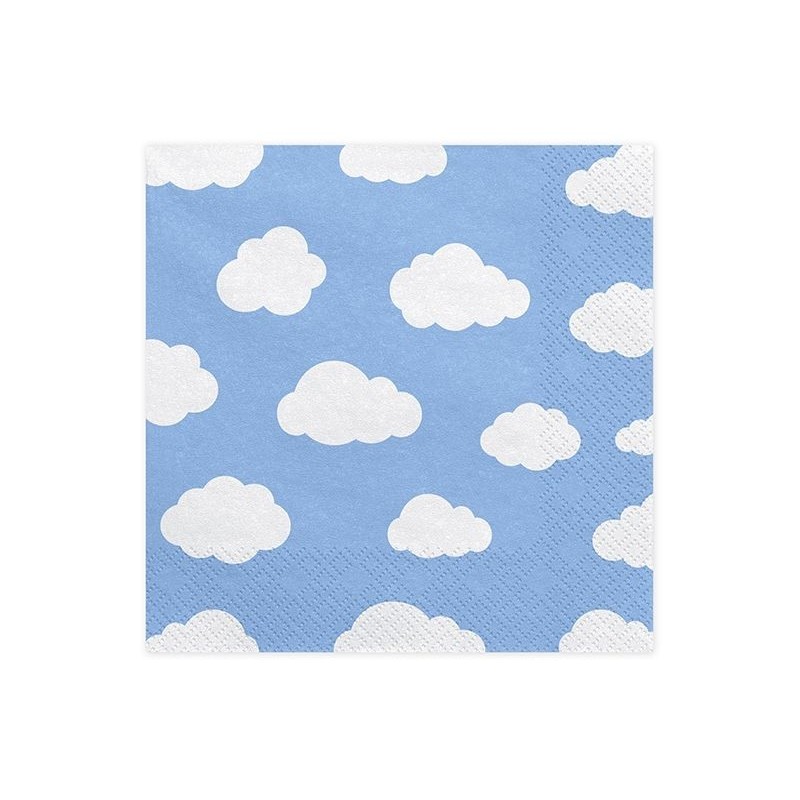 Servilletas azules con nubes 33x33 cm 20 uds