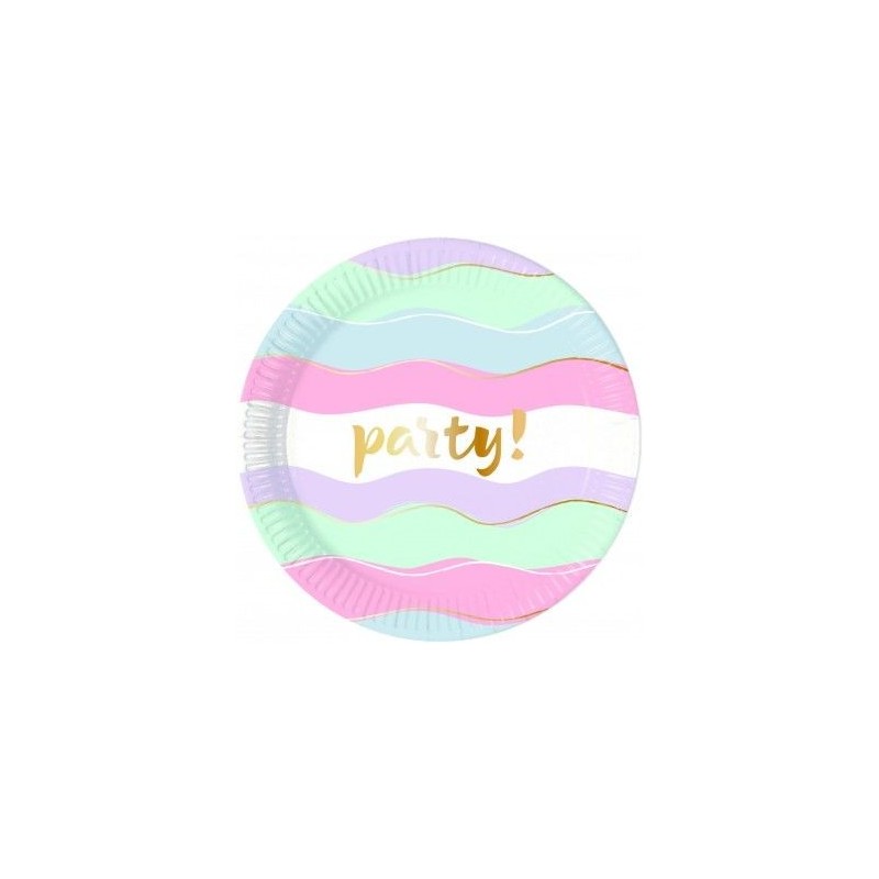 Plato cumpleaños colores pastel 8 uds 23 cm