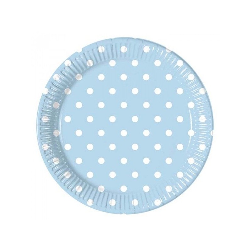 Platos azules claros con lunares blancos 10 uds 23 cm