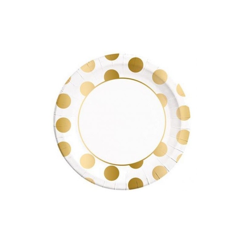 Platos lunares oro metalicos cumpleaños 8 uds 23 cm