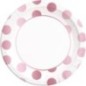 Platos lunares rosa dorado metalicos cumpleaños 8 uds 23 cm