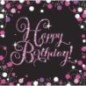 Servilletas negro y rosa cumpleaños happy birthday 33x33 cm 16 uds