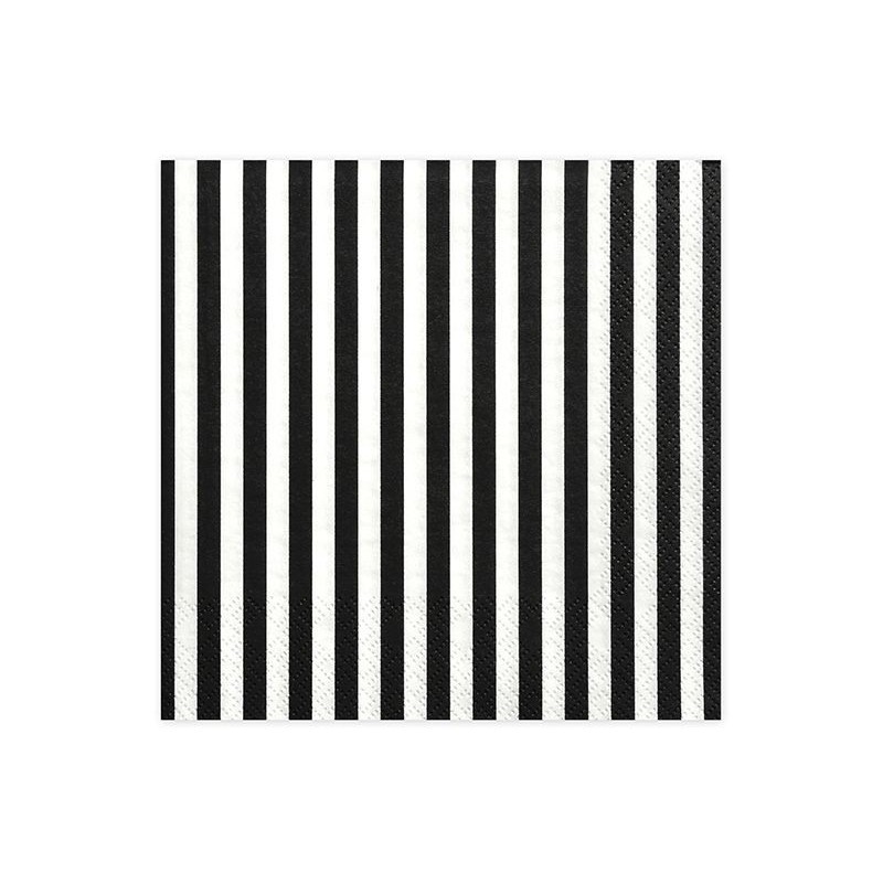 Servilletas negras a rayas 20 uds 33x33 cm