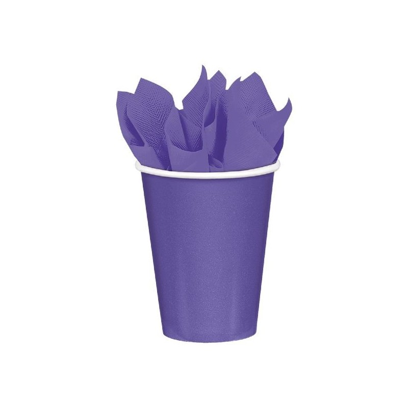 Vasos Morados carton 8 uds 266 ml