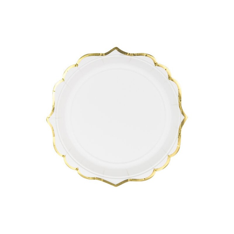 Platos blancos borde oro 6 uds 18 cm