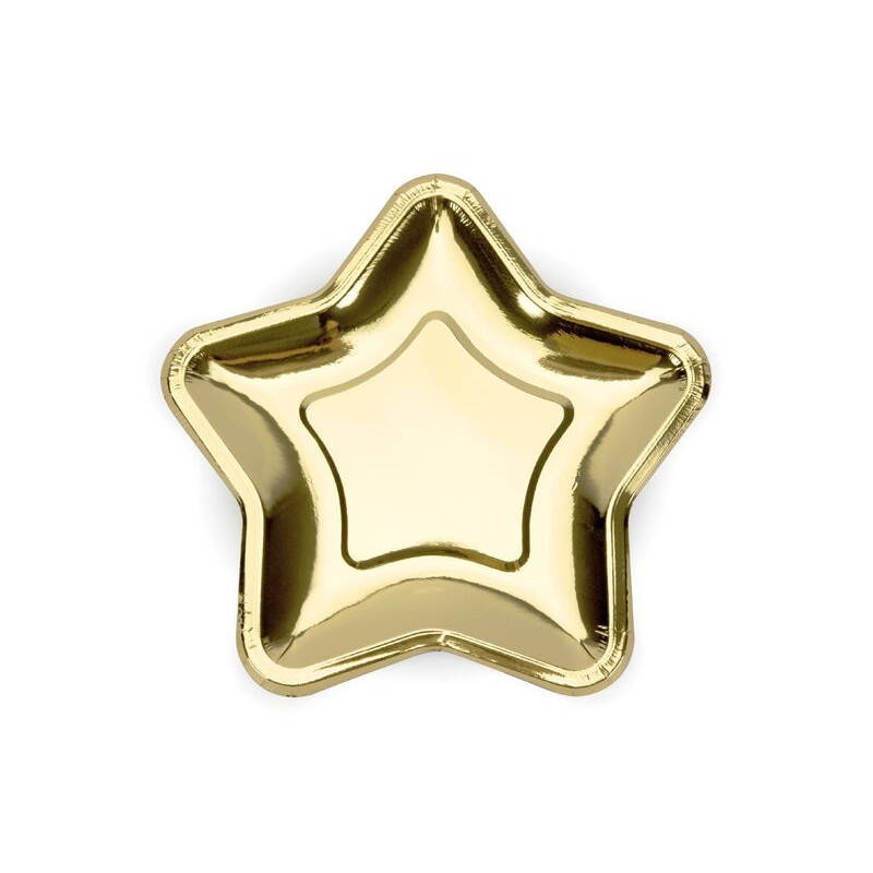 Plato estrella oro 6 uds 23 cm