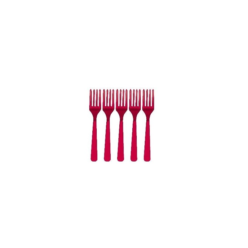 Tenedores rojos plastico 10 uds