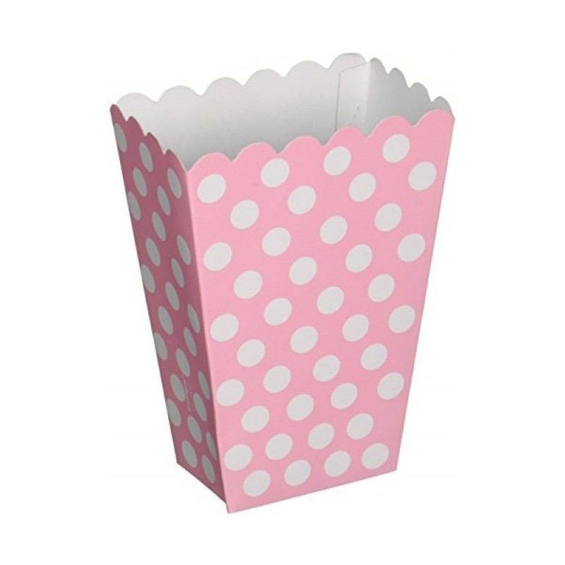 Cajitas carton rosa lunares blancos 8uds