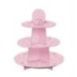 Soporte Cupcakes rosa lunares 3 niveles