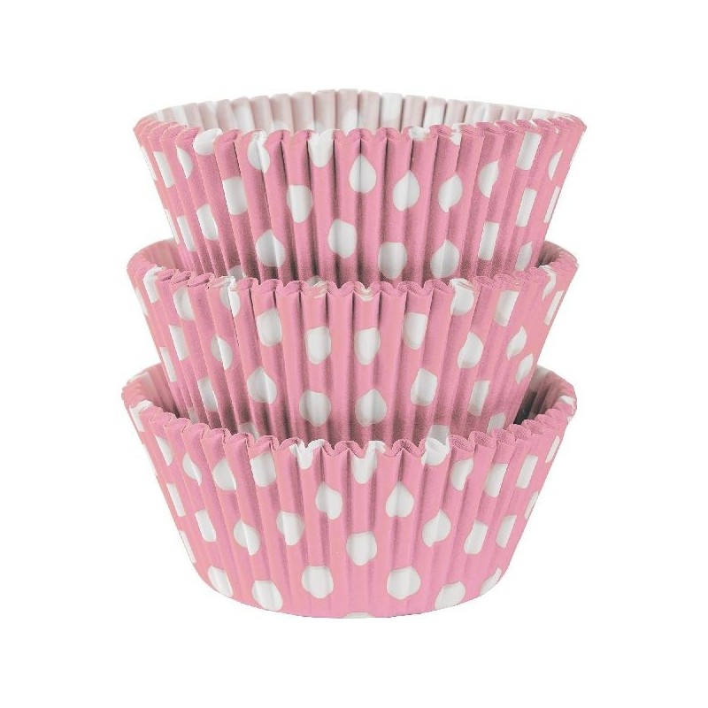 Fundas cupcakes rosa con lunares 50 mm