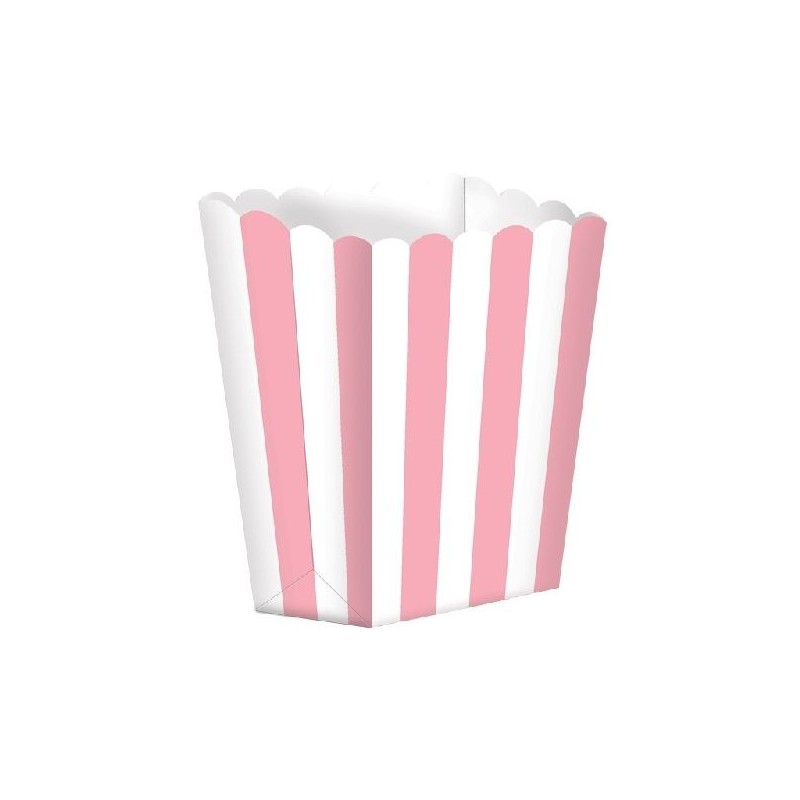 Caja palomitas rayas blancas y rosa 5 uds 13 cm