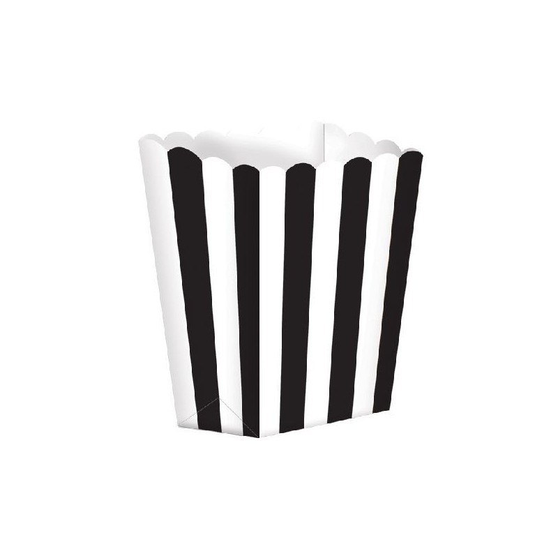 Caja palomitas rayas blancas y negras 5 uds 13 cm