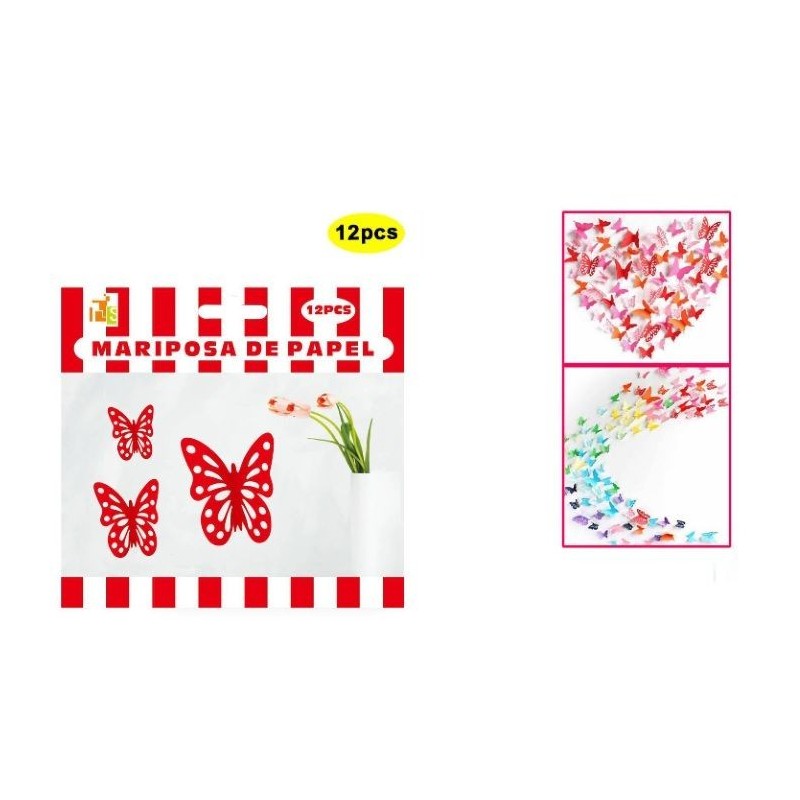 Mariposas rojas papel 12 uds