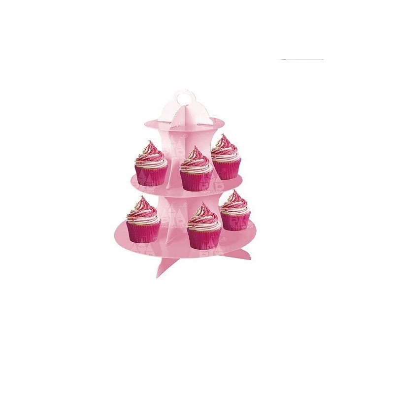 Soporte cupcakes rosa 25 cm
