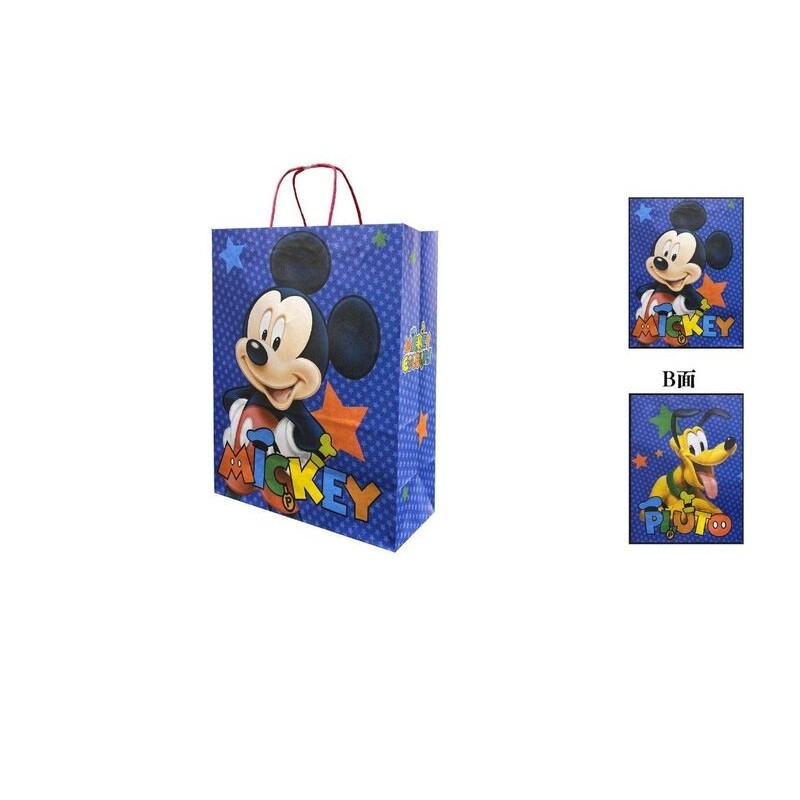 Bolsa Regalo Mickey y Pluto azul 32x14x40 cm