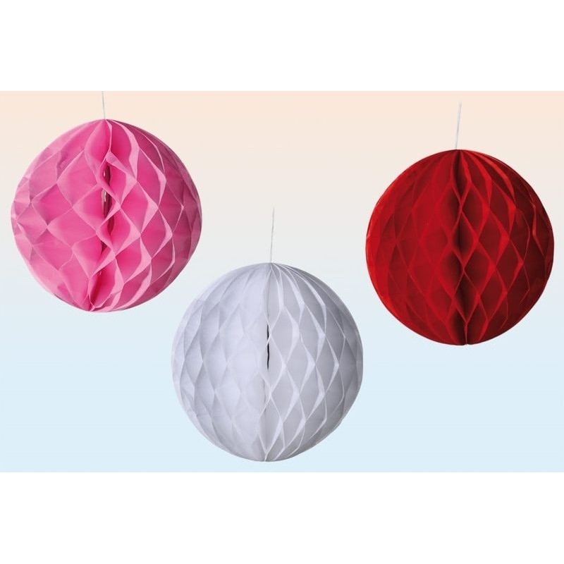 Pompom farolillo papel 30 cm unidad rojo
