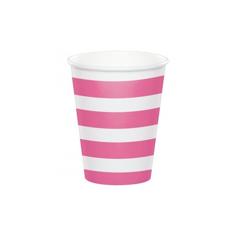 Vasos rayas rosas 8 uds