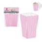 Caja palomitas rayas rosas y blancas 3 uds