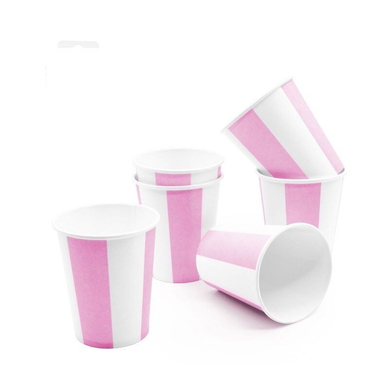 Vasos rayas rosas 6 uds