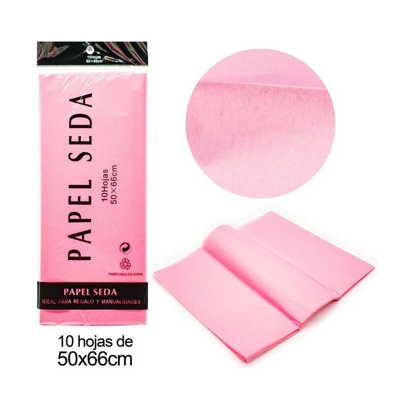 Papel seda rosa 10 hojas 50x66 cm