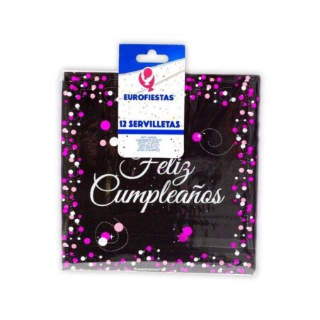 Servilletas-Feliz-cumpleanos-negro-rosa-12-uds-8435127342917-34291