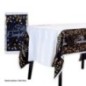 Mantel Feliz cumpleaños negro oro 220x132 cm reusable