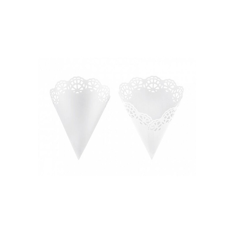 Conos confeti o petalos boda 10 uds blancos