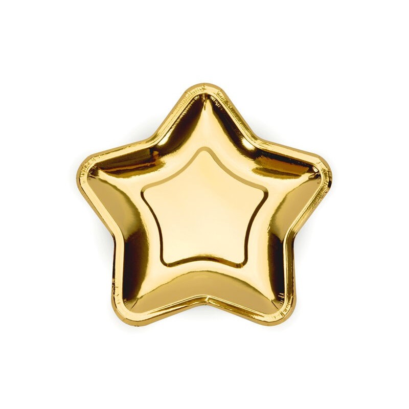 Plato estrella dorado 6 uds 18 cm