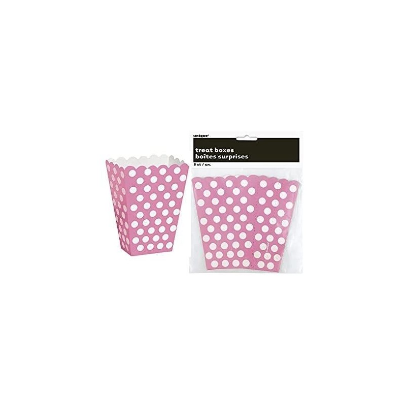 Cajas palomitas rosa lunares 8 uds 14 cm