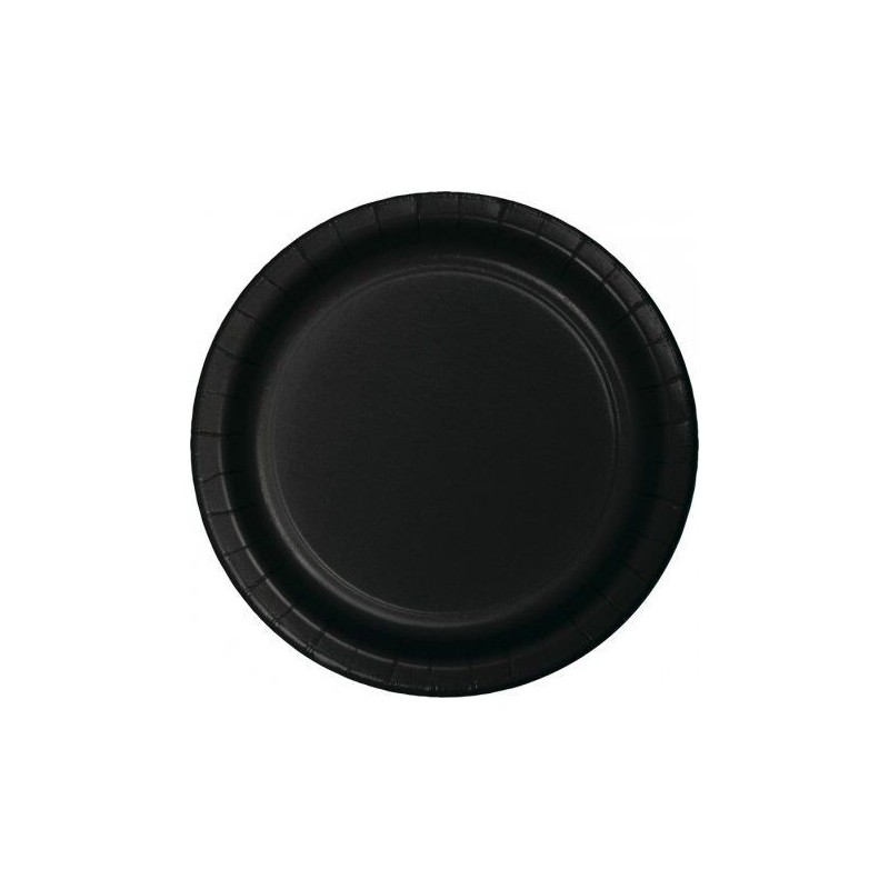 Platos negros 8 uds 23 cm carton