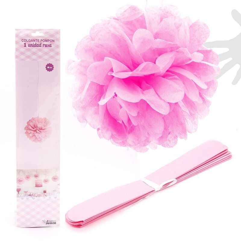 Pom pom rosa 40 cm decoracion colgante