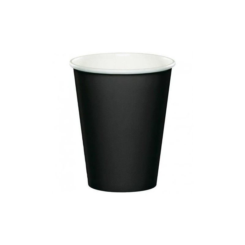 Vasos negros carton cumpleaños 8 uds
