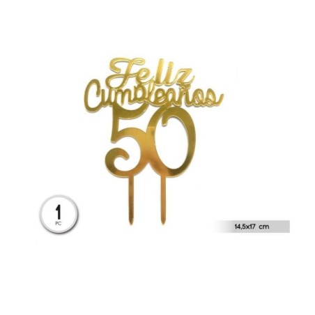 Topper-para-tarta-feliz-cumpleanos-50-oro-14-cm-8433584547104-54710