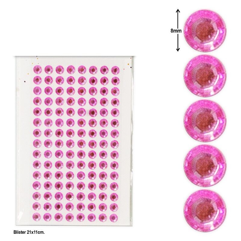 Gemas adhesivas adiamantes rosas 120 uds 8 mm
