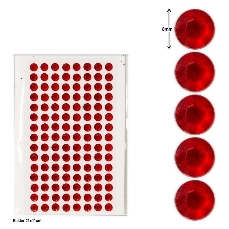 Gemas adhesivas adiamantes rojas 120 uds 8 mm