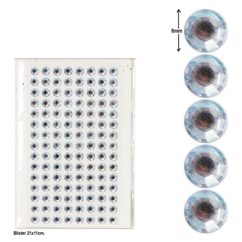 Gemas adhesivas adiamantes plata 120 uds 8 mm