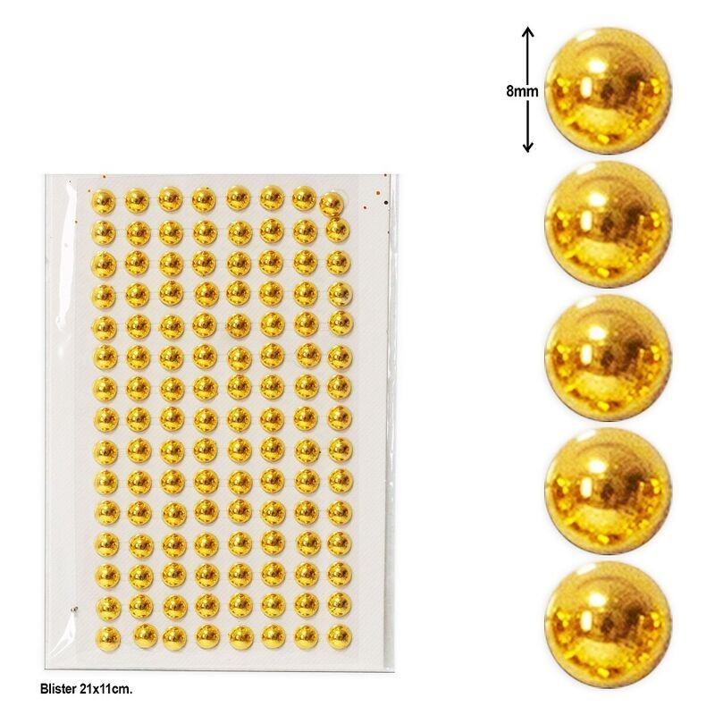 Gemas adhesivas adiamantes oro 120 uds 8 mm
