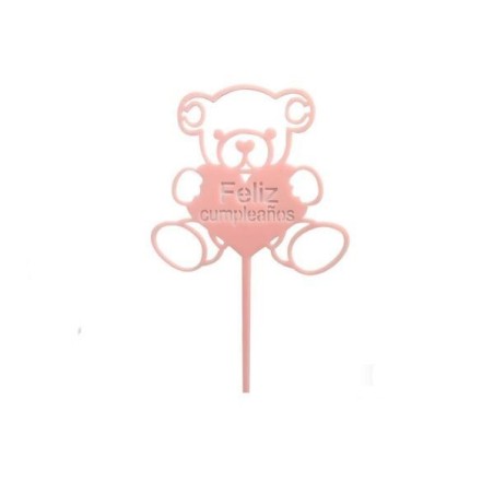 Topper-tarta-Feliz-cumpleanos-oso-rosa-16-cm-8433584546954-54695