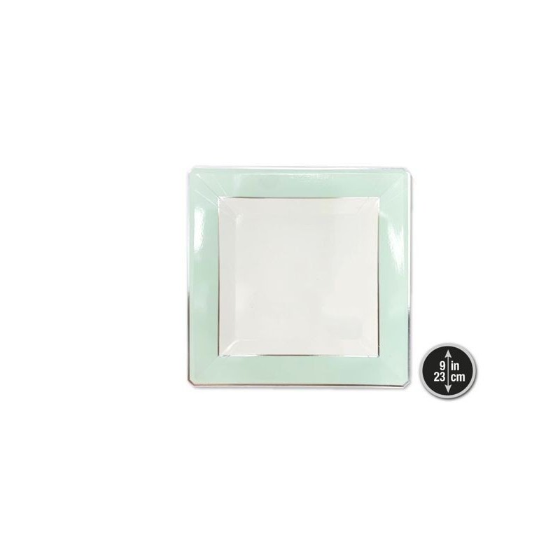 Plato verde cuadrado 23 cm 6 uds