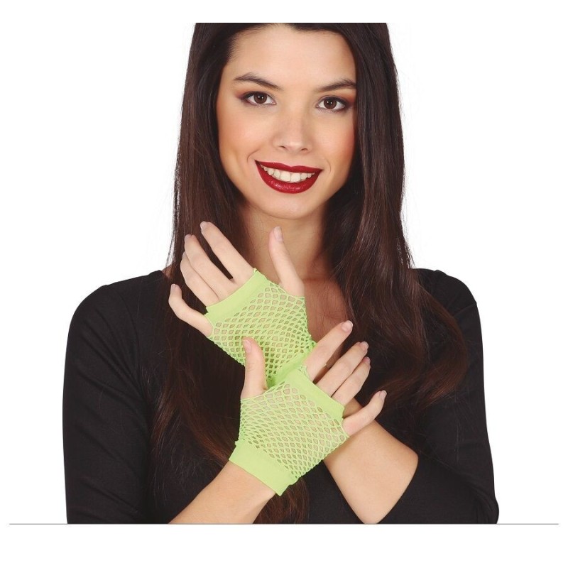Guantes malla verde rejilla cortos 11 cm