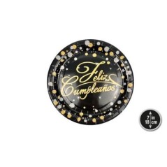 Platos-Feliz-cumpleanos-negro-y-oro-6-uds-18-cm-8433584565917-56591