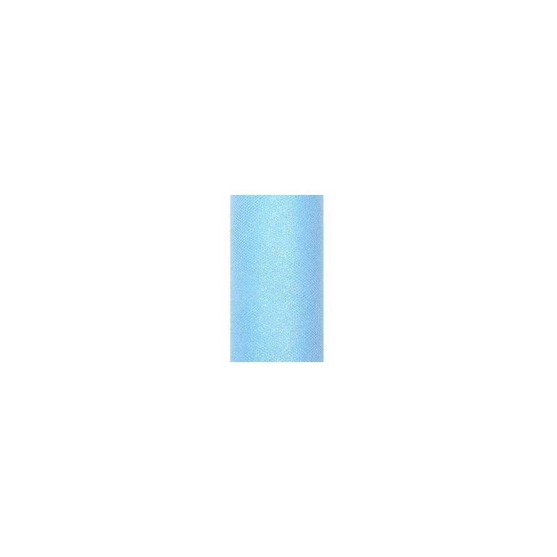 Tul azul con purpurina rollo 9mtx15 cm