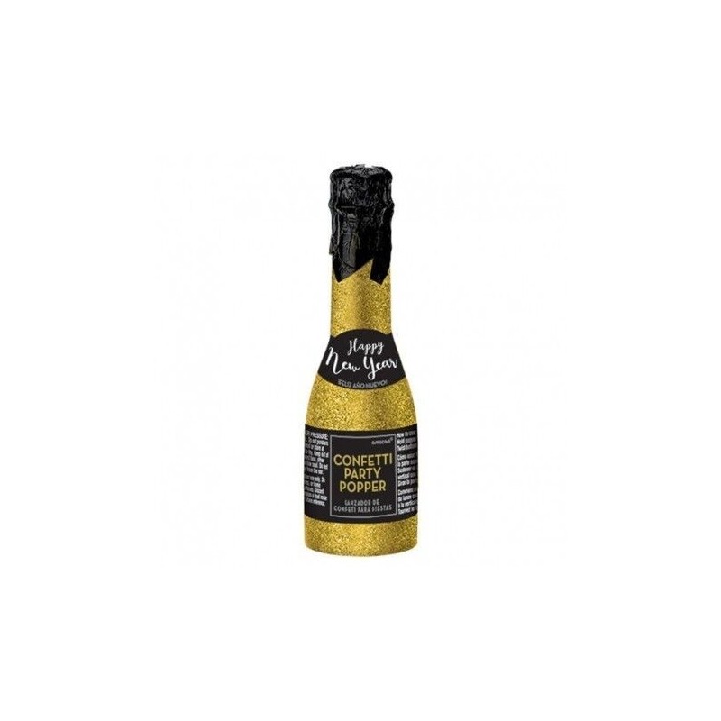 Botella champan cañon confeti metalico 16 cm