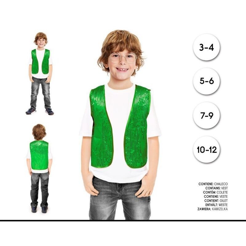 Chaleco lentejuelas verde infantil niño tallas