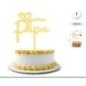 Topper tarta Love Papa dorado 13x14 cm