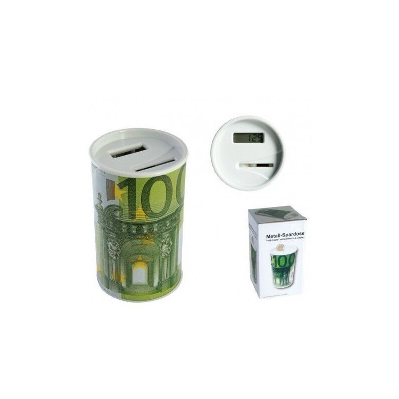 Hucha metal billete 100 ? con contador moned