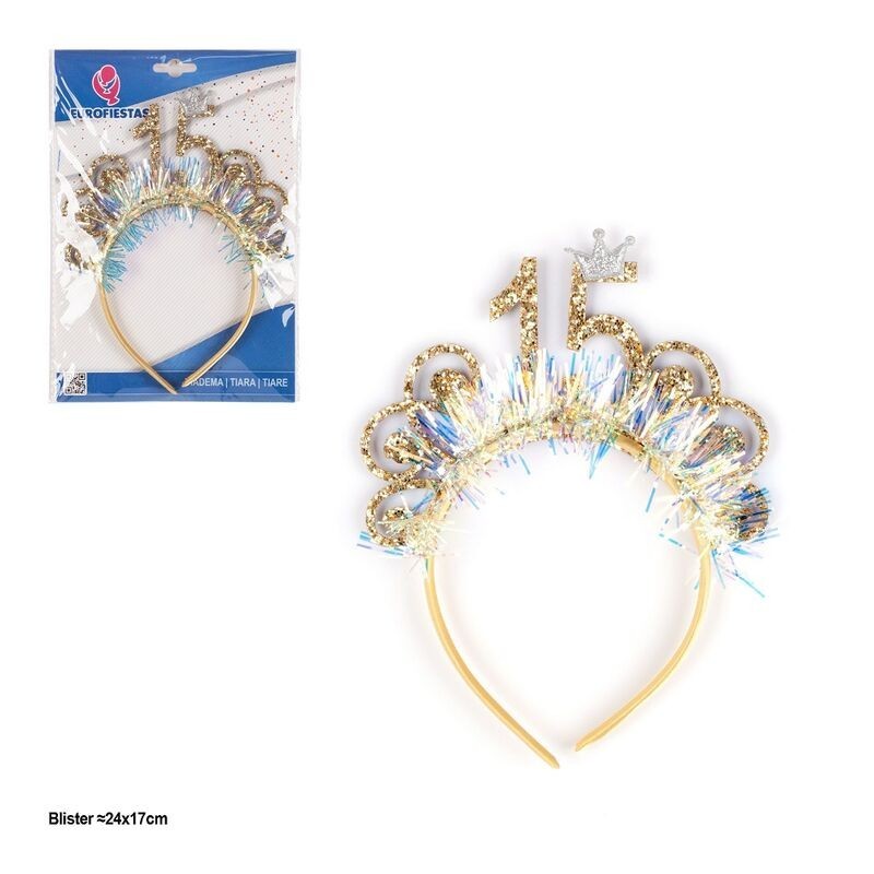 Diadema 15 cumpleaños oro
