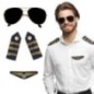 Conjunto piloto avion gafas hombreras y logo